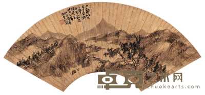 蒲华 癸酉（1873年）作 静山太古图 扇片 